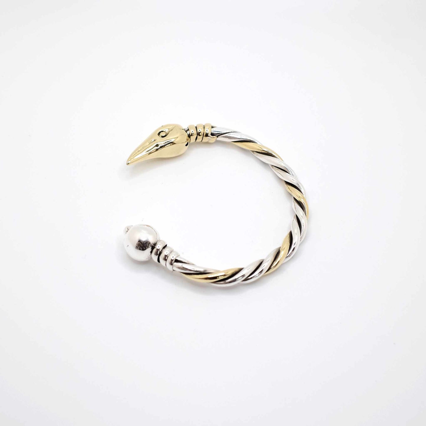 Bronze And Silver Crow Cuff